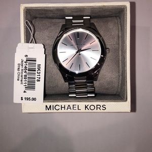 Silver slim Mk runway watch